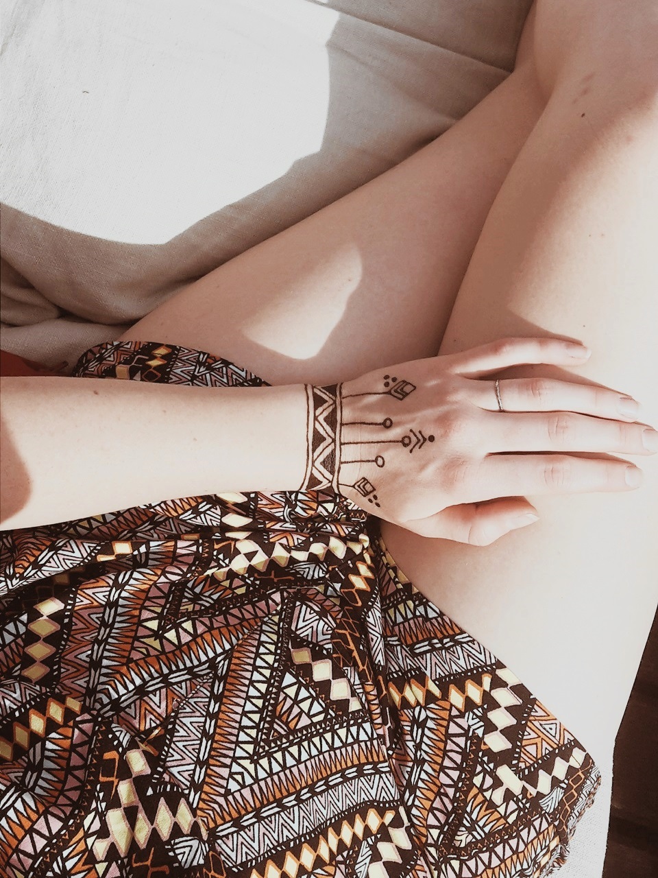 Geometric Henna Tattoo Hand | ellawayfarer.com