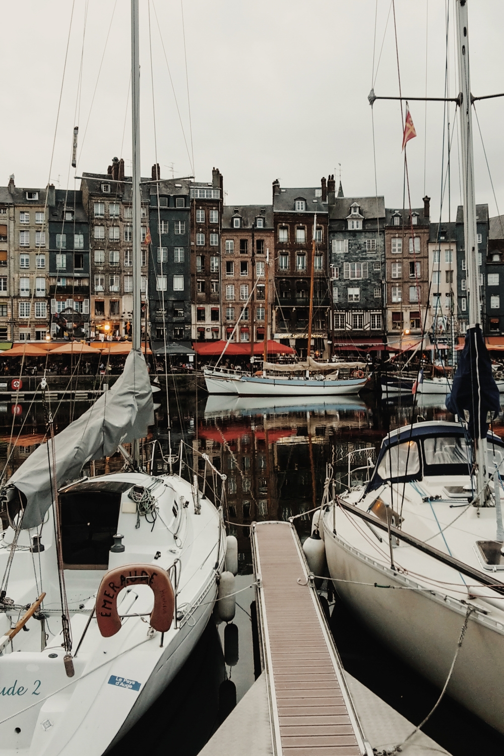 Beautiful architecture at the harbour of Honfleur